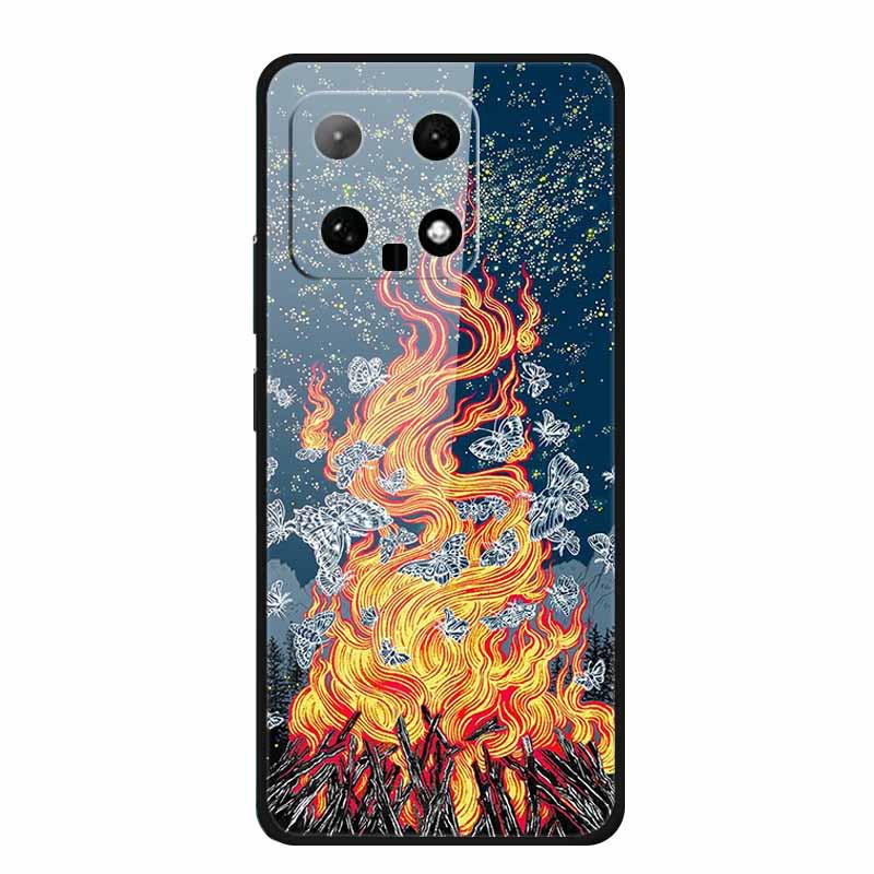 Чехол для телефона Xiaomi 14: Дизайн с разноцветными бабочками, Закаленное стекло, Креативный стиль, Хит продаж