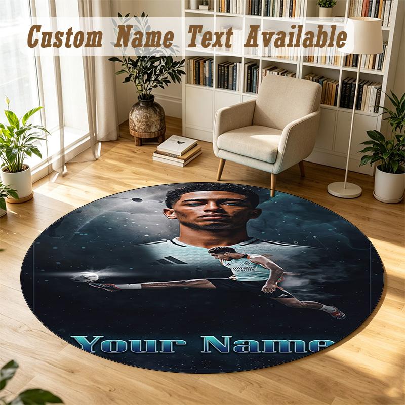 Round Rug Custom NameJude Bellingham Pattern Non Slip Carpet Home Floor Decor
