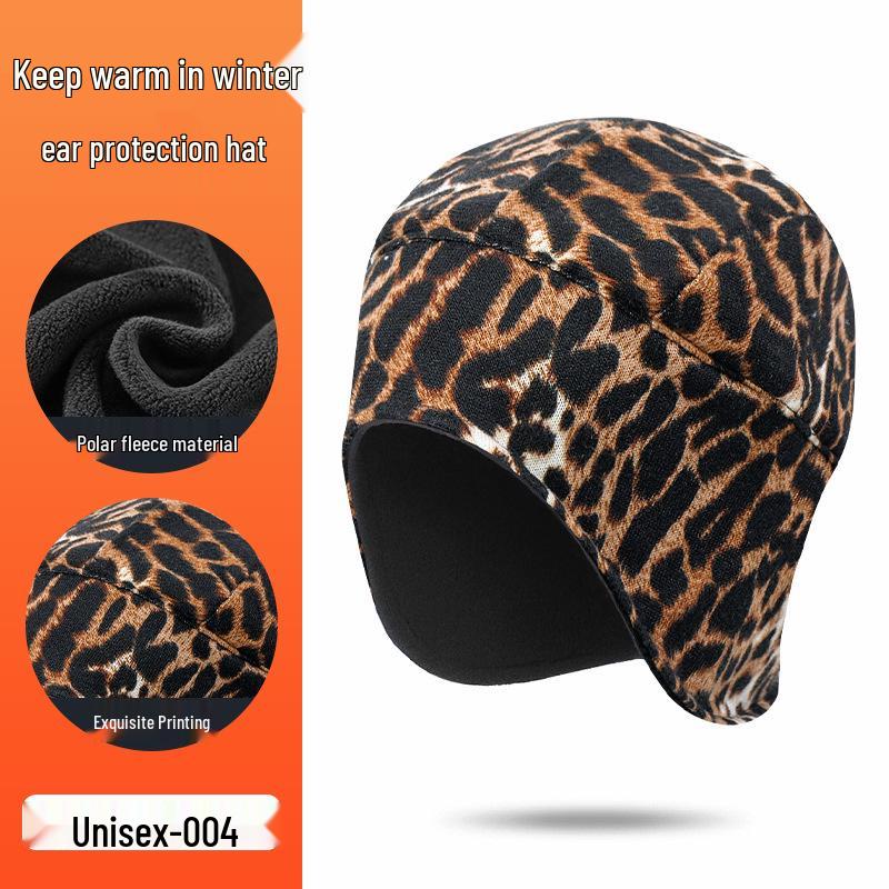 Ветрозащитная флисовая шапка-ушанка: Теплый, с принтом из искусственного кашемира, с защитой ушей для велоспорта