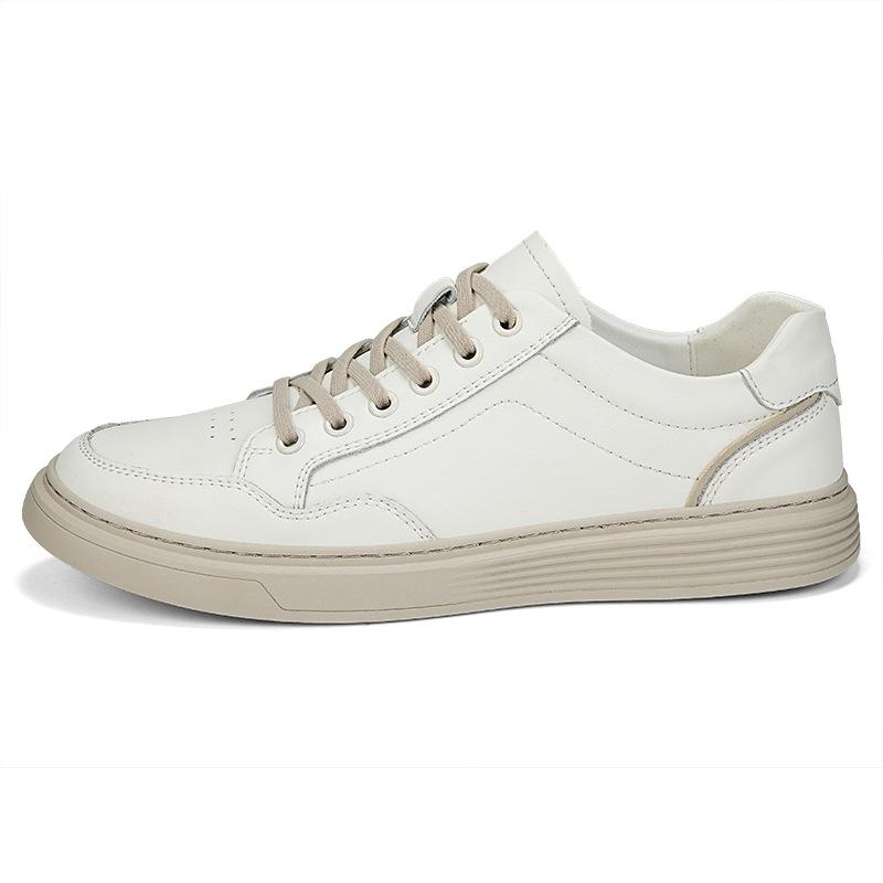 Мужская обувь Тонкая перфорированная обувь Спортивная и повседневная кожаная обувь Тренд натуральная коровья кожа толстая подошва дышащая полая обувь