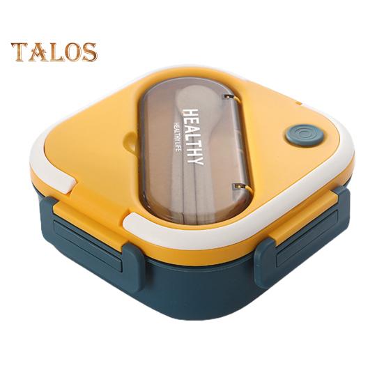 1 Set Bento Case Large Capacity Storing Easy To Clean Useful School Students 3 Grids Lunch Case with Cutlery Household Supplies