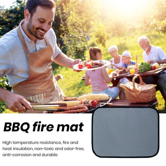 Outdoor Tabletop Grill Fireproof Mat Waterproof Heat-Resistant BBQ Barbecue Mat Flame-Retardant Pad Camping Supplies