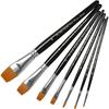 Set of Brushes - 7 Pcs - Short Wooden Handle - Nylon Bristles