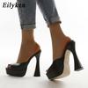 Fashion Eilyken Peep Toe Summer Platform Slippers Women Shoes Slides Fashion Square High Heels Gladiator Sandals Pumps