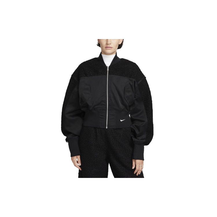 Nike Sportswear Collection Loose Fit Fleece Jacket Women Outerwear Black FB8778-010