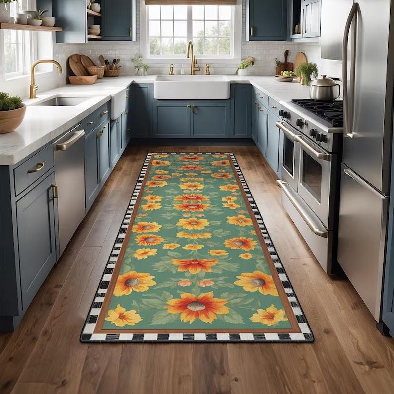 Ковровая дорожка в стиле Ван Гога, красочный подсолнух, ковер для прихожей с противоскользящим покрытием, бохо, домашний, с цветочным принтом, напольный коврик для кухни или прихожей