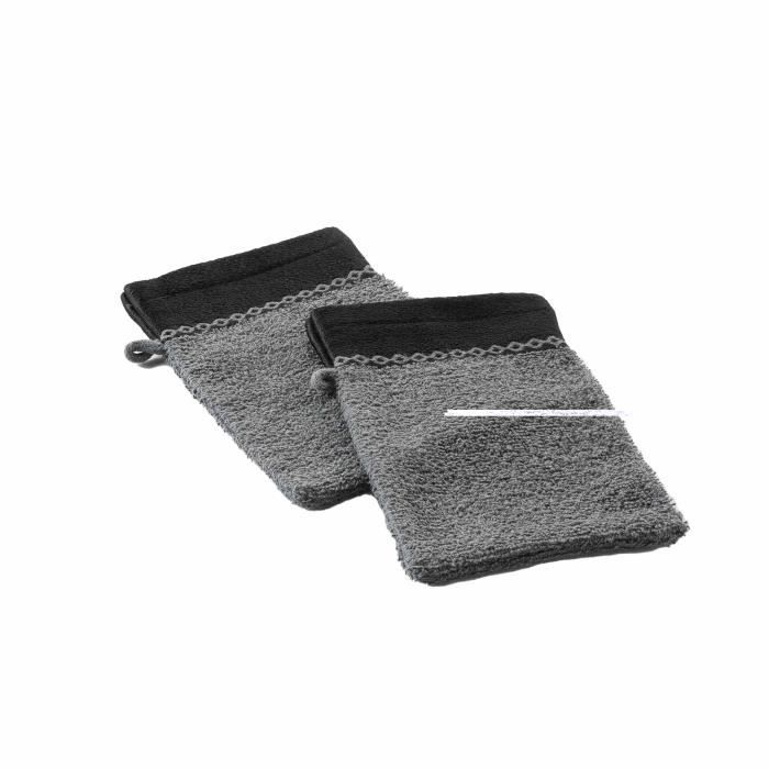 Gant de toilette - MAJESTIC - Lot de 2 - 100% coton éponge - 15 x 21 cm - Doux et absorbant