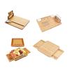 Bamboo Cheese Board with Knife Set and Drawer Tray