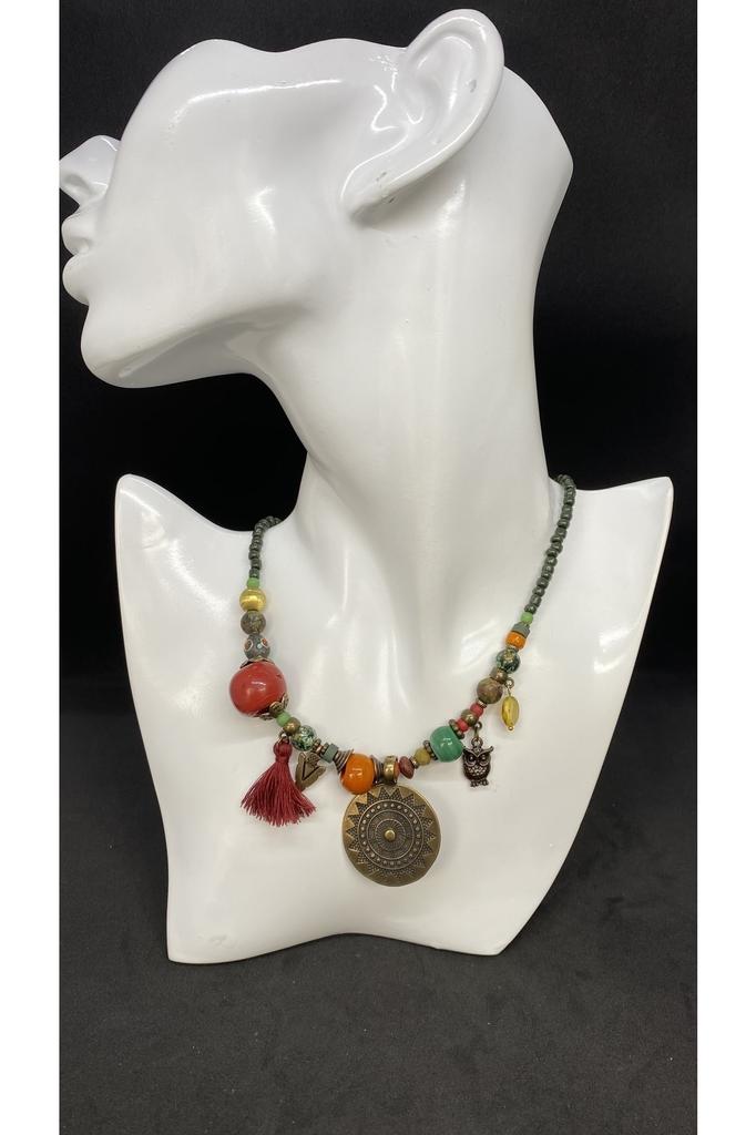 Подарок на день рождения, этническое подлинное хиппи, богемное модное ювелирное ожерелье ручной работы