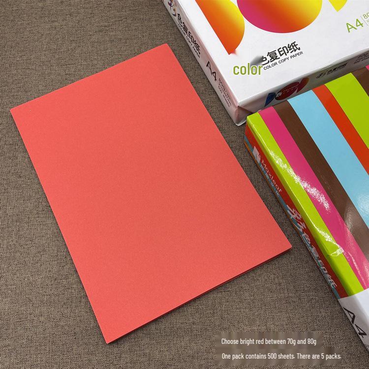 Mary A4 Color Copy Paper - Pink, Red, Light Blue, Orange, Deep Green, Yellow - Thick 80g/70g for Printing & Crafts