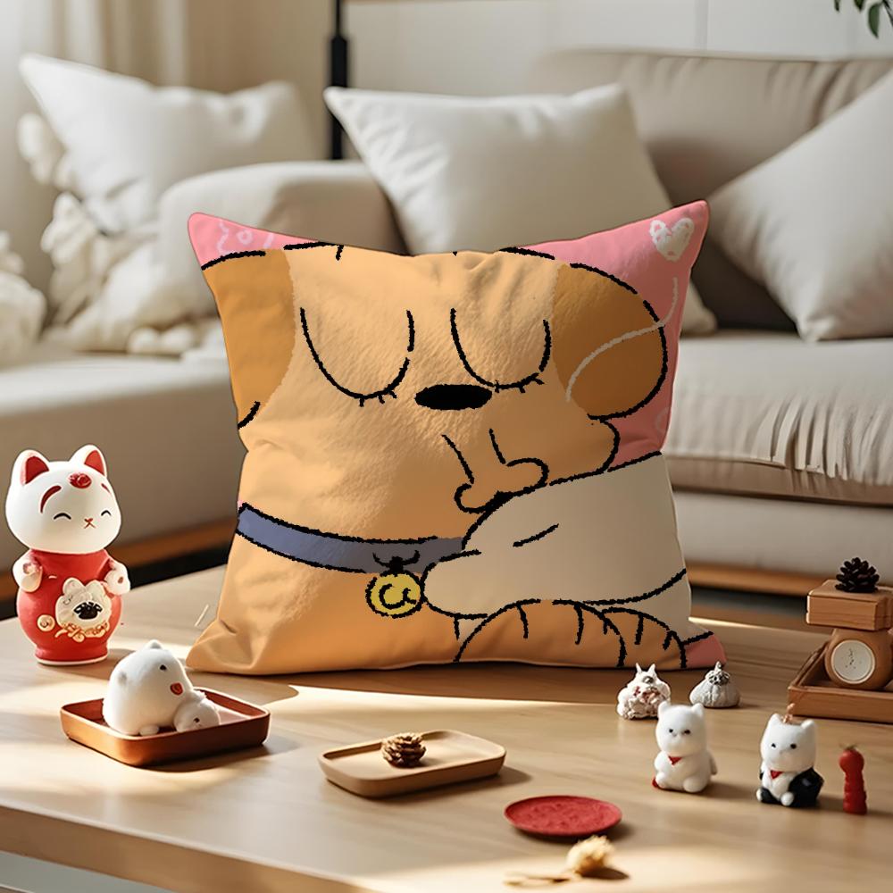 Cute Cat And Dog Cushion Cover Anti-dustmite Pillowcase Invisible Zipper Silky Short Plush Sofa Cushion Cover