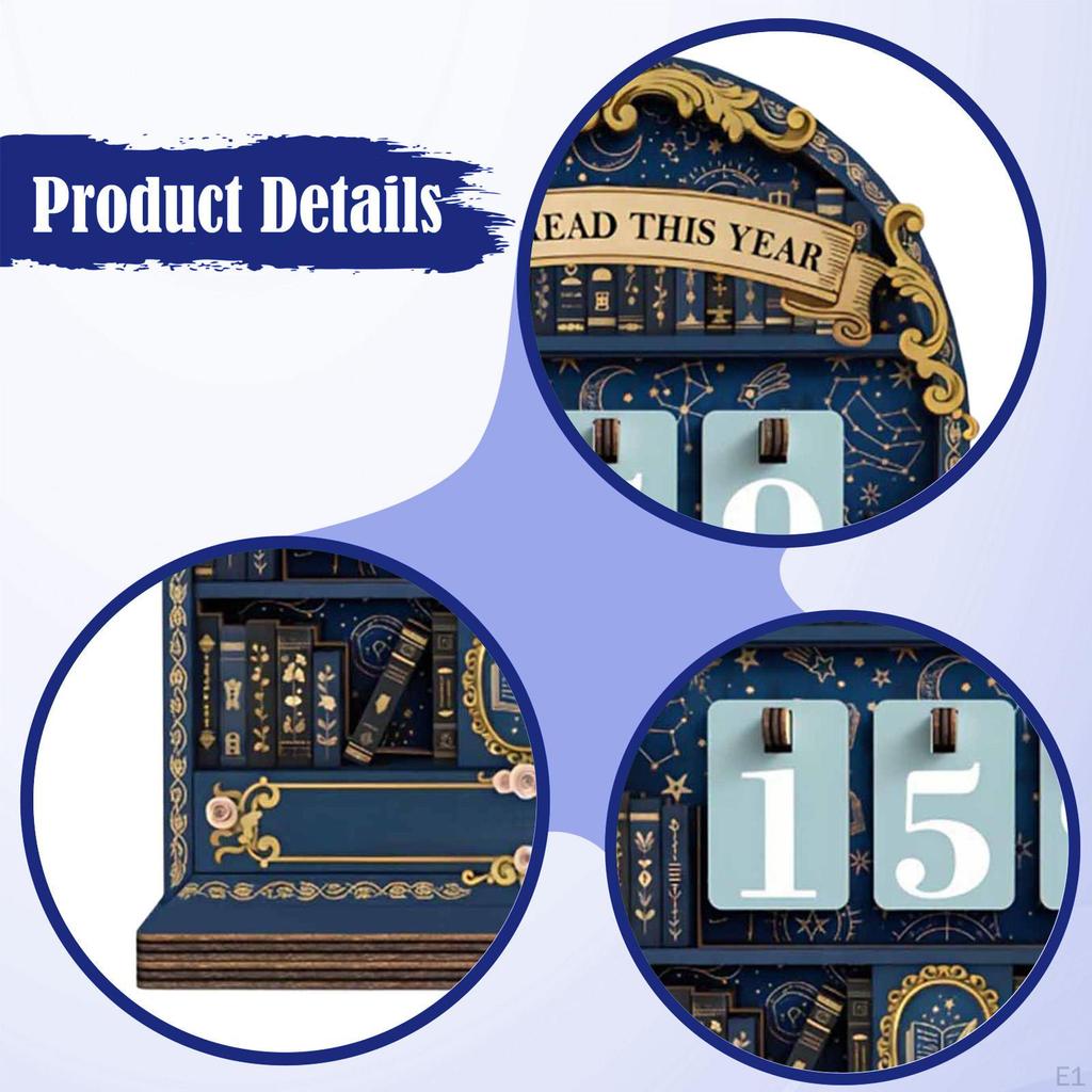 Wooden Book Read This Year Counter Sign Gift Home up to 999 Bookshelf Decoration for