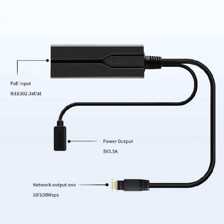 Прочный Пластиковый USB C POE Разветвитель POE в USB C Преобразователь Питания, 48В в 5В для Различных Устройств Устройства Низкого Напряжения