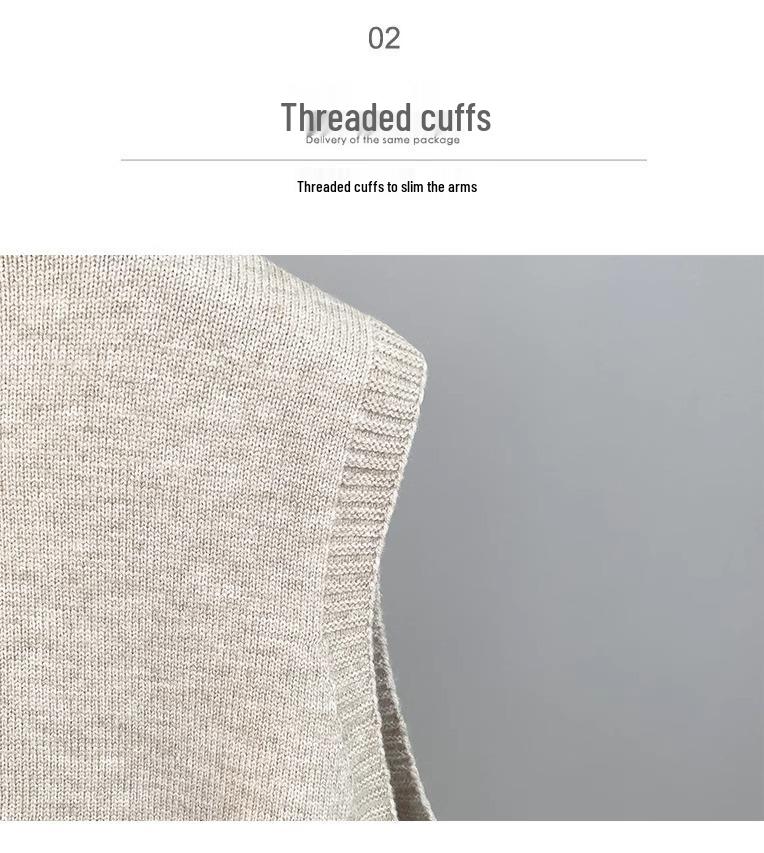 Женский вязаный кардиган-жилет с V-образным вырезом 2025 - Без рукавов, Свободный крой для весны и осени