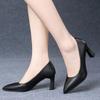 Non Slip Single Shoe Work Shoes Women's Pumps Black Pumps Interview High Heels Mid Heeled