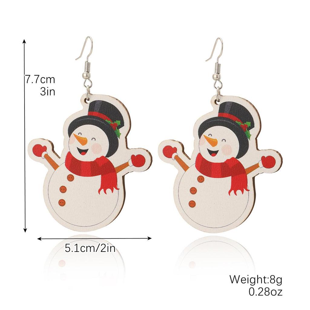 Trendy Snowflake & Santa Wooden Christmas Earrings