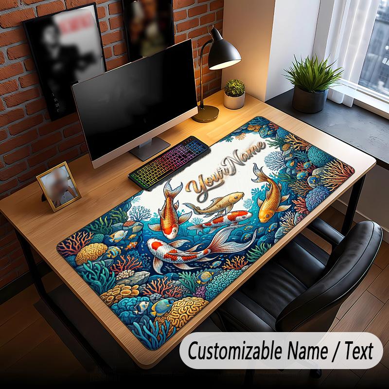Fish Ocean Theme Custom Mouse Pad Personalized With Name Text Customized Desk Mat For Office Home Decor