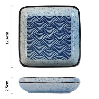 Квадратная сервировочная тарелка Jingci Ceramic - Узор «Морская волна»
