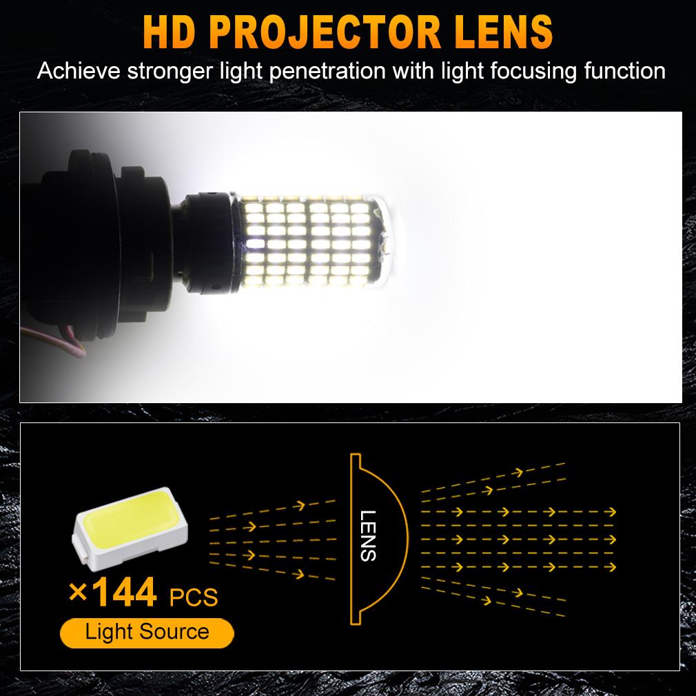 2 шт. Мощные автомобильные светодиодные лампы 1156 BA15S P21W BAU15S PY21W 1157 P21/5W T20 7440 W21W Canbus 144SMD Лампа указателя поворота Стоп-сигнал Задний фонарь Задний ход 12В