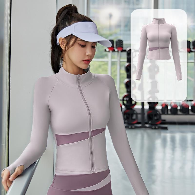 Спортивная куртка с длинным рукавом, женская рубашка на молнии для фитнеса, йоги, спортивный топ, спортивная одежда, быстросохнущие пальто для бега, одежда для тренировок, женская спортивная одежда