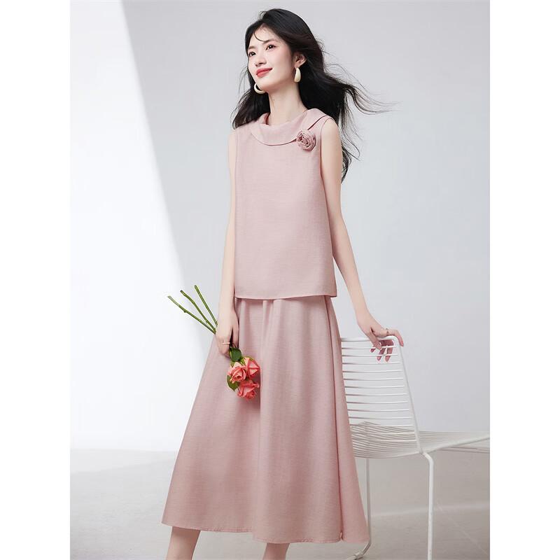 Elegant French Drape Neck Sleeveless Set