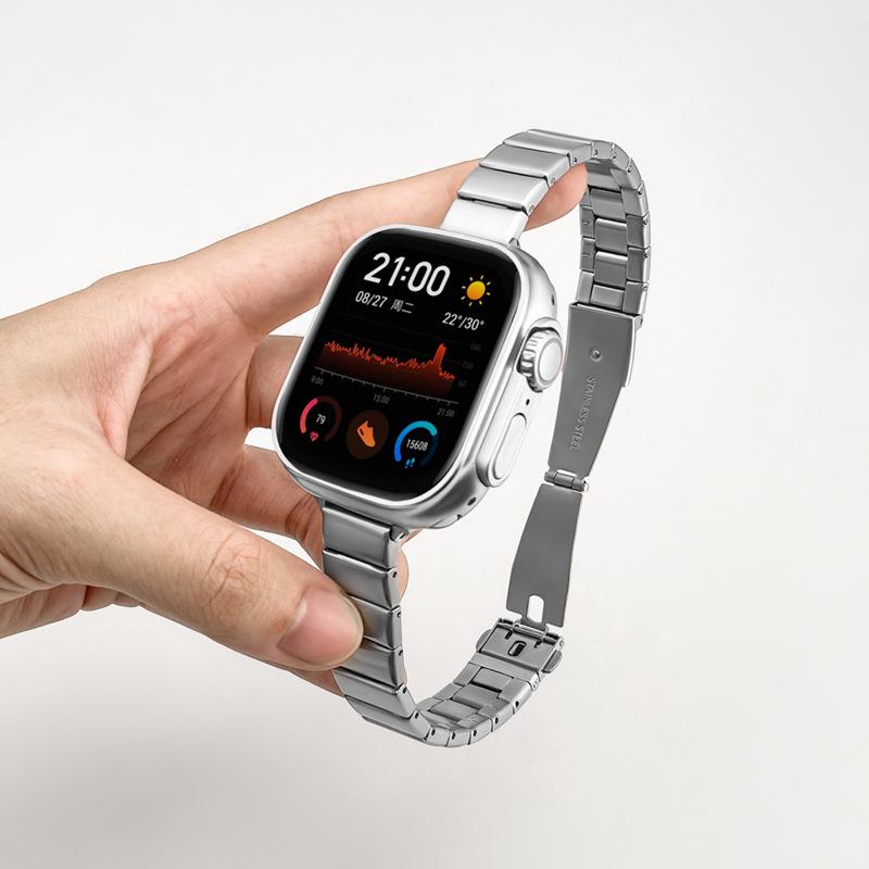Совместимый ремешок Apple из нержавеющей стали для S11/S10/iWatch 9 - Стиль «Бамбуковый сустав»