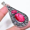 Ruby Natural Gemstone Handmade 925 Sterling Silver Pendant 2.96" t6R69