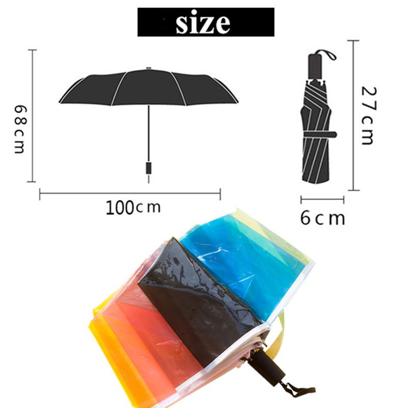 Transparent Clear Colour Umbrella Creative Rainbow Kids Small Fresh Long Handle Automatic Rainny Umbrella Laser Umbrella