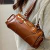 Премиальная ретро-сумка женская 2025 новая мода кожа с масляной восковой пропиткой сумка под мышкой сумка Boston универсальная сумка через плечо