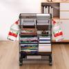 Large Bookshelf Library Cart Mobile Book Storage Shelf Metal Bookcase Holder Office Desk Document Storage Rack Kidroom Organizer