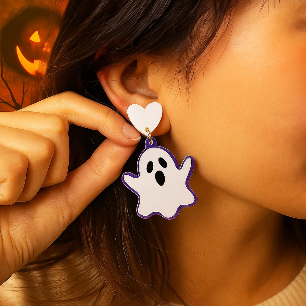Heart Halloween Earrings Spider Pumpkin Dangle Earrings Trendy Cute Ghost Ear Studs Unisex