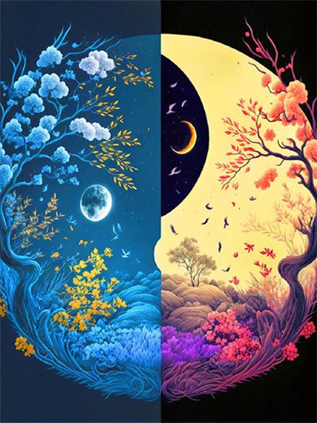 Коллекция алмазной живописи 2023 года «Пейзаж четырех сезонов» Квадратная/круглая вышивка Мозаика Лунный пейзаж Домашний декор