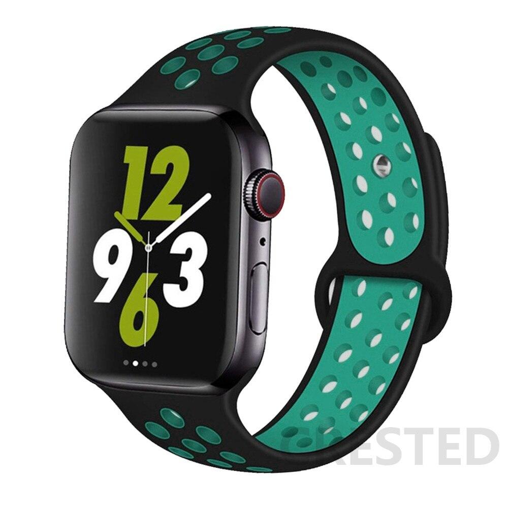 Спортивный силиконовый ремешок для Apple Watch Band 44 мм, 40 мм, 42 мм, 38 мм, 44 мм, дышащий браслет, ремешок для Apple Watch 6 iWatch 5 4 3 se
