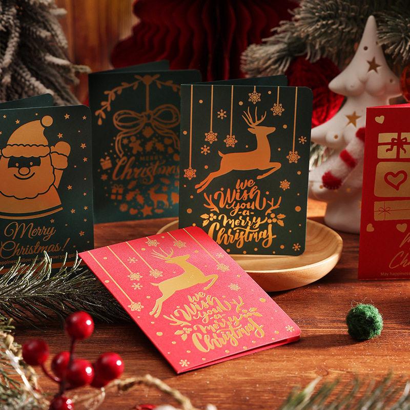 Hot stamping English Christmas cards, high-end Christmas tree gifts, gifts for the elderly, flower bouquets, store decorations, small cards