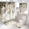 Big Butterfly Beautiful Polyester Shower Curtain Set Bathroom Set Waterproof Curtains Bath Mat Set Toilet Lid Cover 4 Pcs Decor