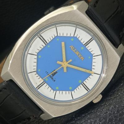 ALLWYN МЕХАНИЧЕСКИЕ С РУЧНЫМ ЗАВОДОМ 6300A ВИНТАЖНЫЕ ИНДИЯ МУЖСКИЕ ЧАСЫ С СИНИМ ЦИФЕРБЛАТОМ a703946-1