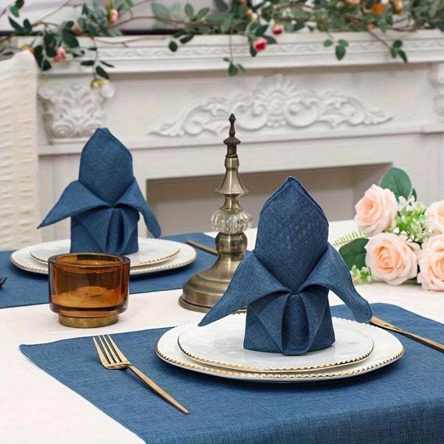 Элегантный набор бежевых салфеток из полиэстеровой смеси - квадратные 18x18 дюймов, мягкие и прочные, идеально подходят для свадеб, вечеринок и изысканных ужинов