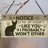 Garden Kitchen Wall Decor Funny Home Decoration Wood Cat Coop Toys Plaque Cat Sign