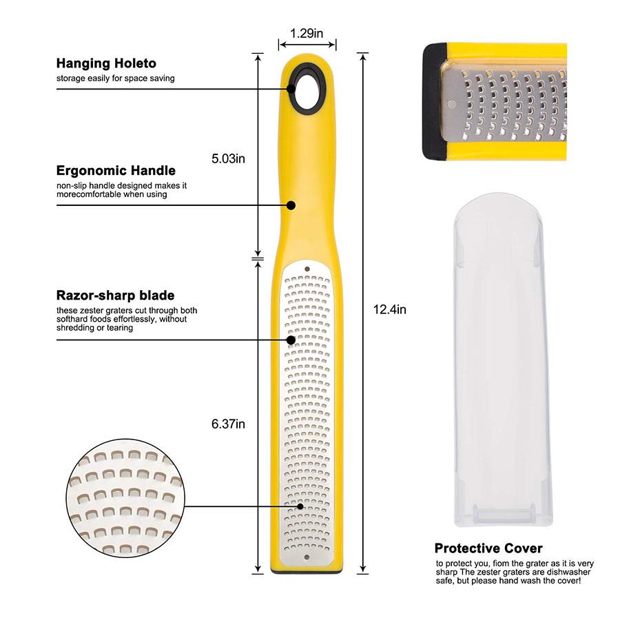 Citrus Lemon Zester & Cheese Grater with Catch Container for Cheese, Lemon, Ginger, Garlic, Vegetables, Fruits