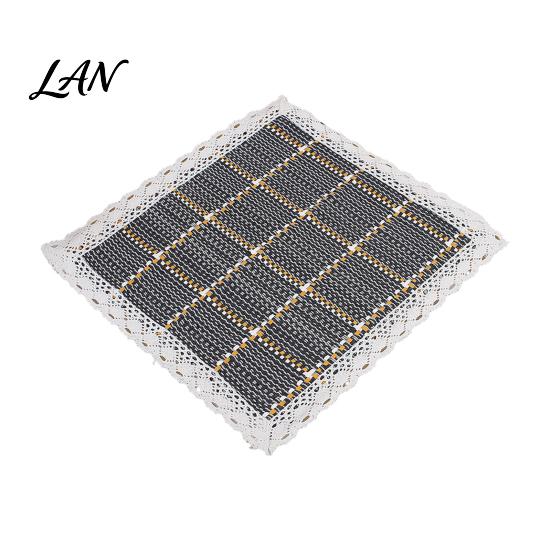 Durable Kitchen Chair Pad Cotton Linen with Ties, Square Summer Seat Lace Breathable Office Mat Trim, 15.75" x Washable for Dining Solid Wood