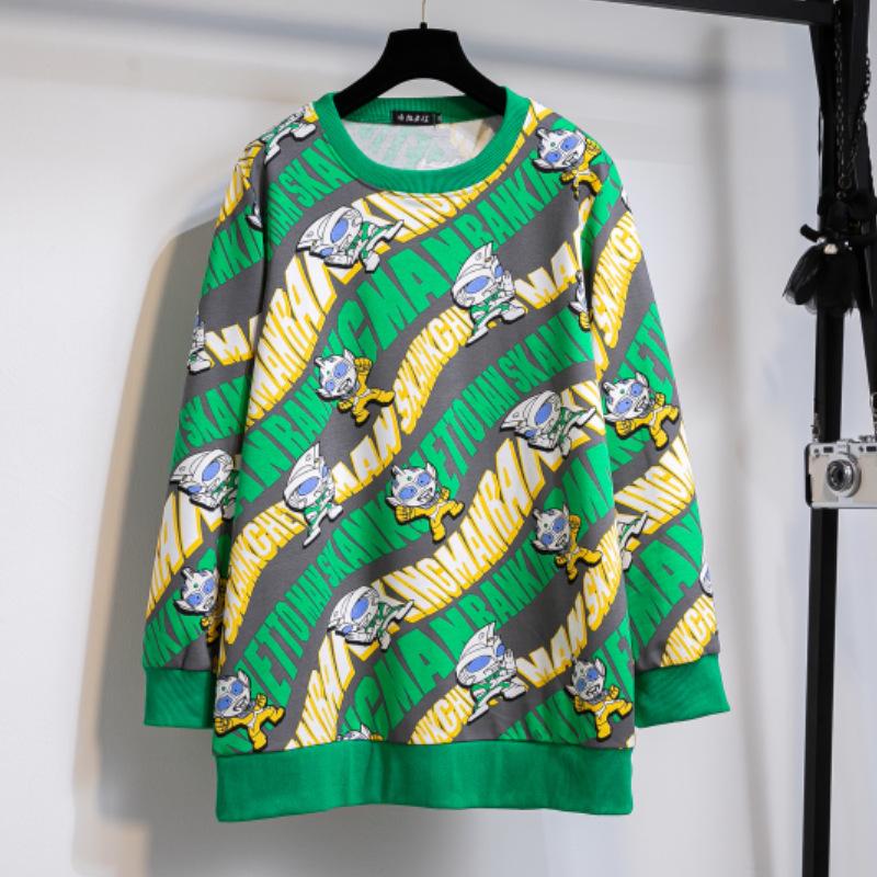 Свитшот оверсайз с круглым вырезом и принтом Микки в корейском стиле 2025 года - женский топ с длинным рукавом для весны и осени