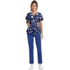 Плюс размерСкраб с принтом Рабочая форма Топы для женщин Крест V-образным вырезом Хэллоуин Принт с короткими рукавами Забавные футболки Спецодежда Футболка с карманами
