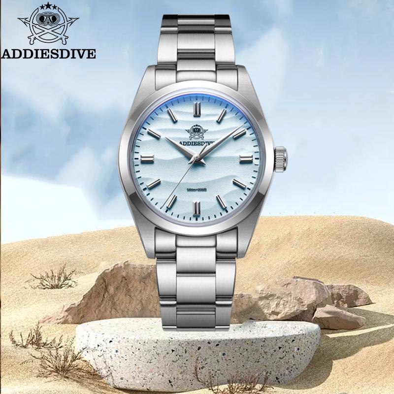 ADDIESDIVE Watch Women's Wristwatch Brand High Quality Luxury Quartz Watch Domed Glass 100m Waterproof Stainless Steel Watches