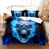 3D Printed Skull Head Bedding Set Halloween Themed Down Duvet Cover Pillowcases, 2/3 Pieces, Boys Room Horror Pattern Quilt Cover