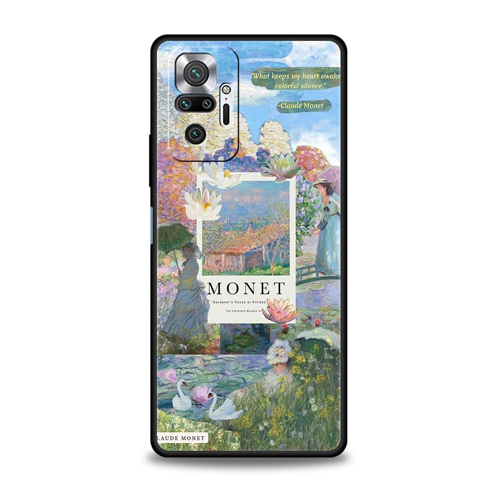 Чехол для телефона с картиной Клода Моне для Xiaomi Redmi Note 14 13 5G 10 11 12 Pro Plus 4G 14C 13C 12C 10C Черный чехол