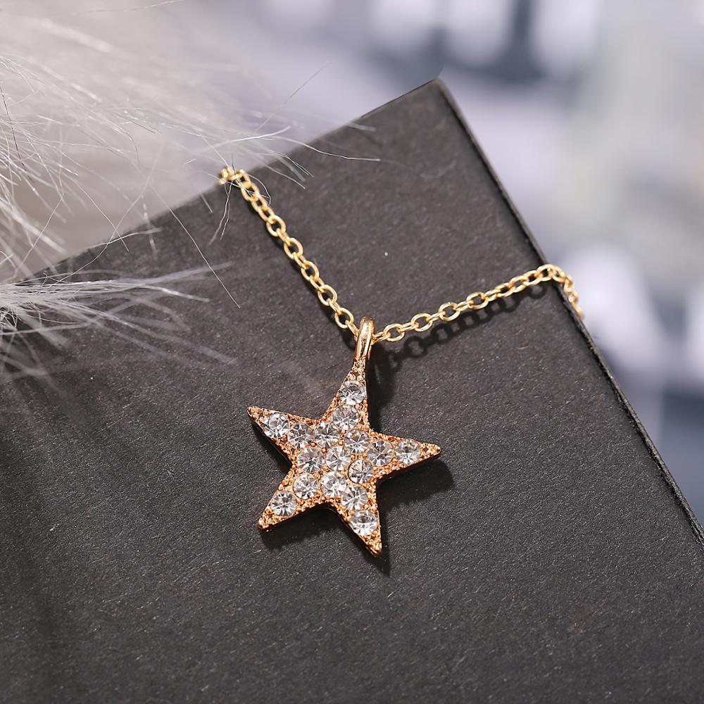 17KM Ювелирные изделия с кристаллами на заказ, подарок лучшему другу, золотые ожерелья с подвеской для женщин и девочек, модное ожерелье-колье с луной, звездой и солнцем