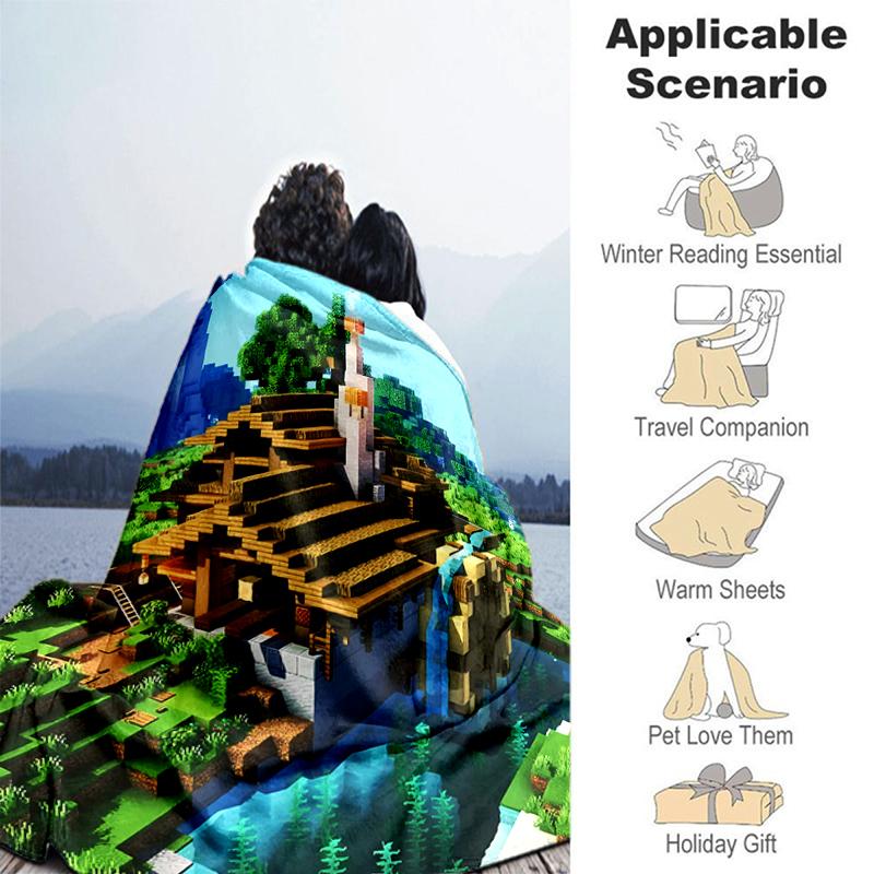 1pc Blanket Minecraft5 Print Design, Lightweight Blanket for Sofa, Bed- Soft &Warm, Gift for All Seasons like Christmas, Halloween