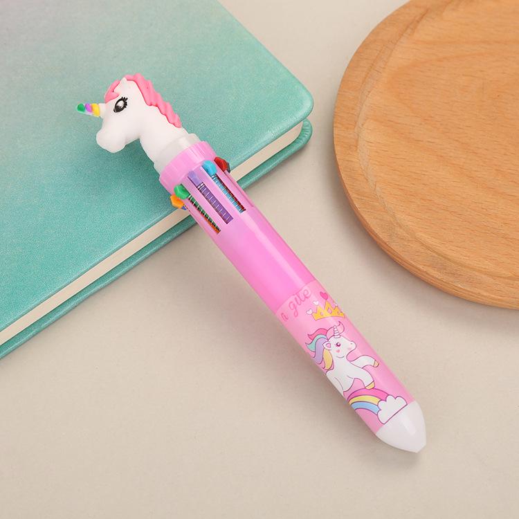 Cartoon Multi-Color Ballpoint Pen - 10 Colors for Cute Graffiti and Art, Ideal for Students