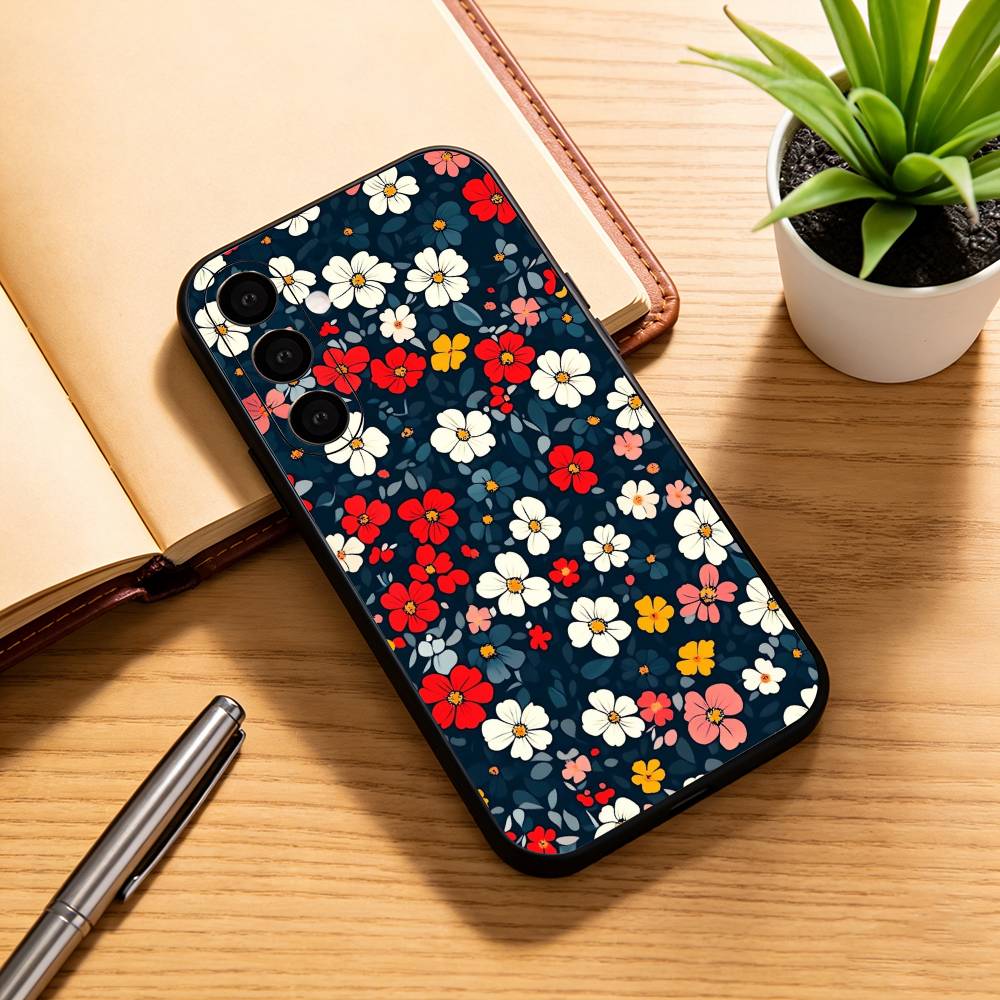 Чехол для телефона F-flowers для Samsung Galaxy A73, A72, A71, A70, A53, A52, A51, Других Мягкая Черная Крышка