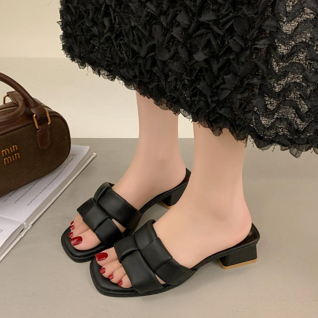 Модная обувь Низкий ПУ Резина Рим Каблуки-копыта Ткань Низкая обувь ПУ Рим Каблуки-копыта Ткань